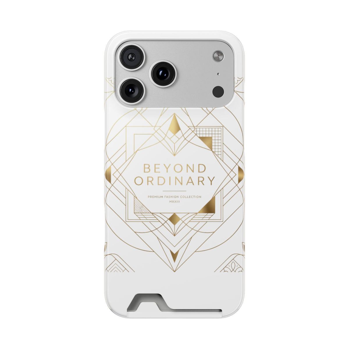 Beyond Ordinary Gold Geometric Phone Case with Card Holder by Printify