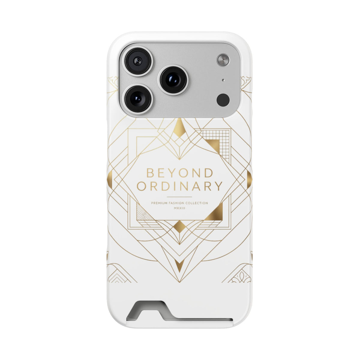Beyond Ordinary Gold Geometric Phone Case with Card Holder by Printify