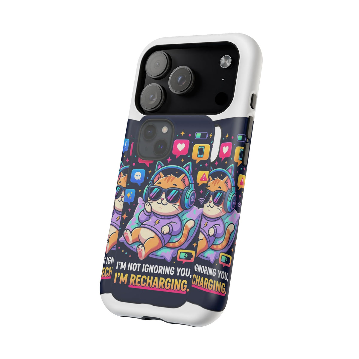 Phone Case — “I’m Not Ignoring You, I’m Recharging” Cute Gaming Cat Magnetic Impact Case by Printify