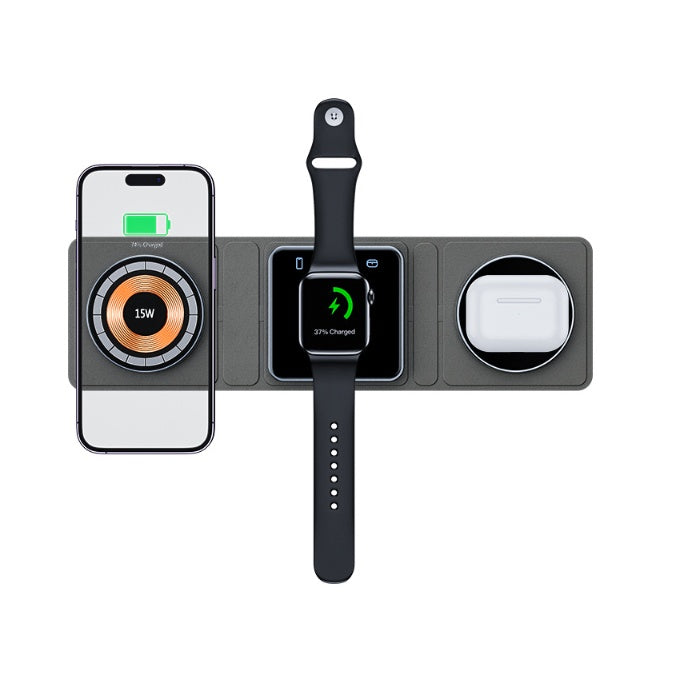 3 In 1 Magnetic Folding Wireless Charger Station For Apple Watch AirPods Phone by Baldwin Baby Company