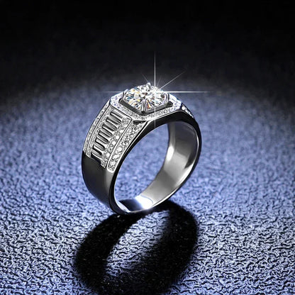 Platinum PT950 Men's Luxury Eternal 18K White Gold Rings With Credentials 1 Carat VVS D Color Diamond Moissanite Wedding Rings by Dralexda Shop