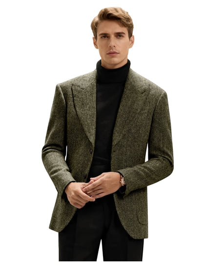 Classic Italian Men's Suit Jacket, Single Breasted, Autumn Winter Retro Warm Suit Men Herringbone Business Casual Men's Clothing by Dralexda Shop