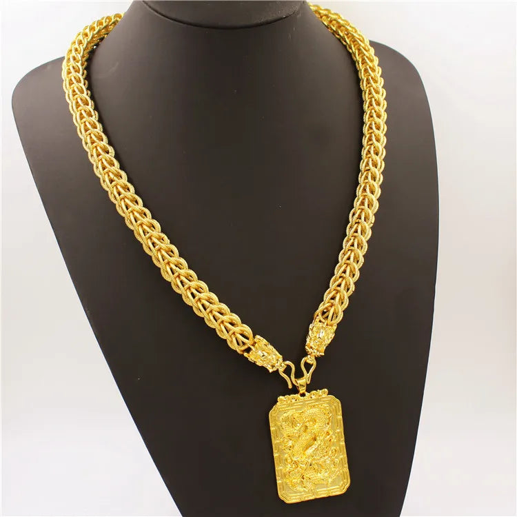 Luxury 24K 9999 Pure Gold real gold Men's Necklace Guan Gong Guanyin Faucet Pendant Necklace by Dralexda Shop
