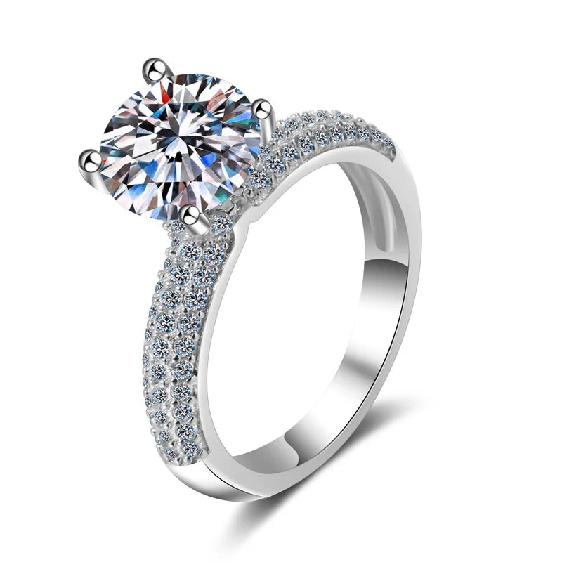 Women Four-Prong 2ct Moissanite Ring PT950 Platinum - Claws Show Stone Sparkle, 2ct Translucent, Platinum Elegance by Dralexda Shop