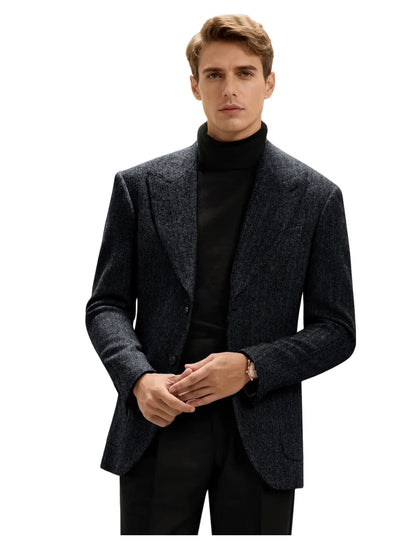 Classic Italian Men's Suit Jacket, Single Breasted, Autumn Winter Retro Warm Suit Men Herringbone Business Casual Men's Clothing by Dralexda Shop
