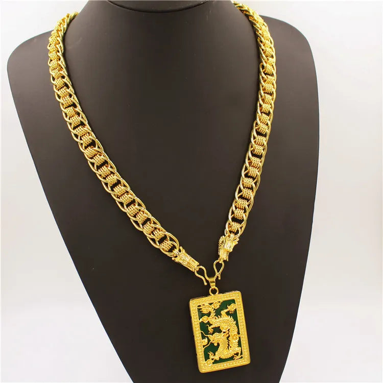 Luxury 24K 9999 Pure Gold real gold Men's Necklace Guan Gong Guanyin Faucet Pendant Necklace by Dralexda Shop