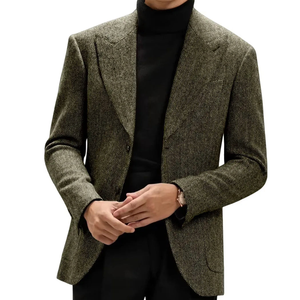 Classic Italian Men's Suit Jacket, Single Breasted, Autumn Winter Retro Warm Suit Men Herringbone Business Casual Men's Clothing by Dralexda Shop