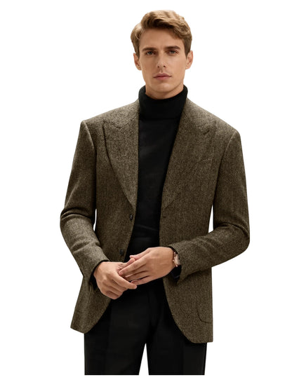 Classic Italian Men's Suit Jacket, Single Breasted, Autumn Winter Retro Warm Suit Men Herringbone Business Casual Men's Clothing by Dralexda Shop