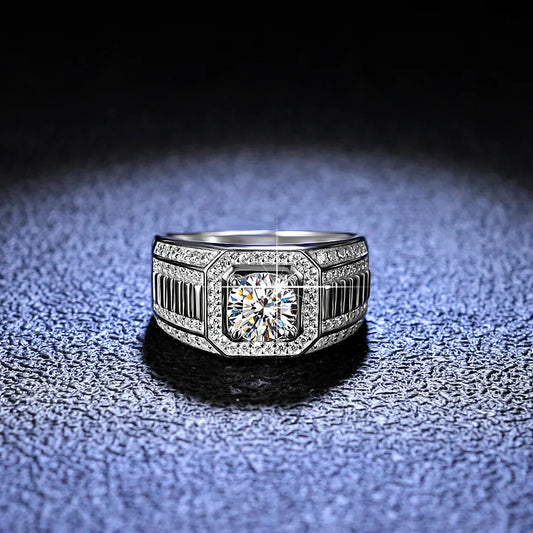Platinum PT950 Men's Luxury Eternal 18K White Gold Rings With Credentials 1 Carat VVS D Color Diamond Moissanite Wedding Rings by Dralexda Shop