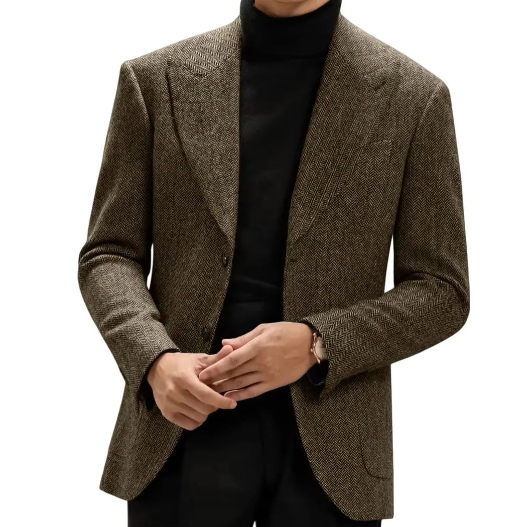 Classic Italian Men's Suit Jacket, Single Breasted, Autumn Winter Retro Warm Suit Men Herringbone Business Casual Men's Clothing by Dralexda Shop