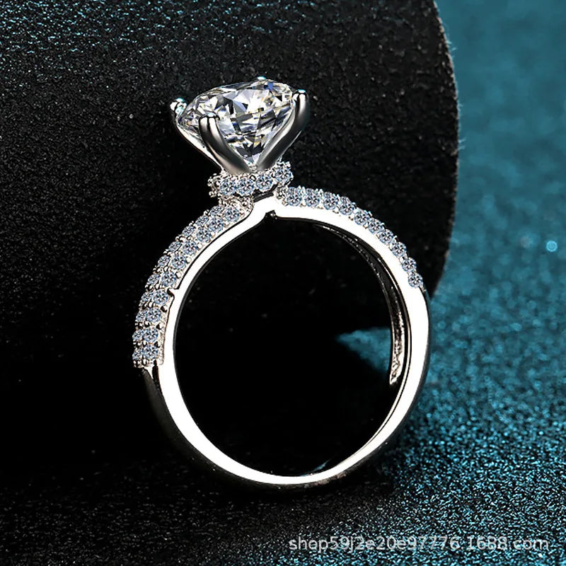 Women Four-Prong 2ct Moissanite Ring PT950 Platinum - Claws Show Stone Sparkle, 2ct Translucent, Platinum Elegance by Dralexda Shop