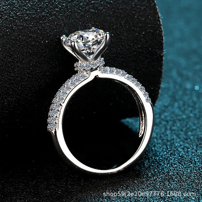 Women Four-Prong 2ct Moissanite Ring PT950 Platinum - Claws Show Stone Sparkle, 2ct Translucent, Platinum Elegance by Dralexda Shop