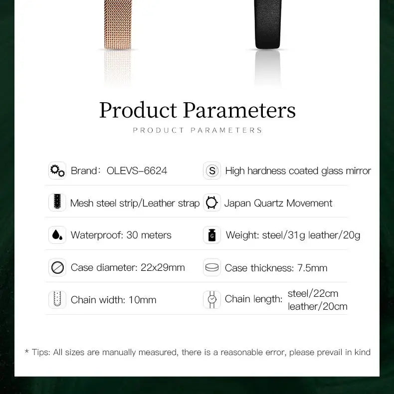OLEVS 6624 Original Women Watch Luxury Top Green Square Waterproof Clock Fashion Elegant Brand Women Quartz Watch Reloj Mujer by Dralexda Shop