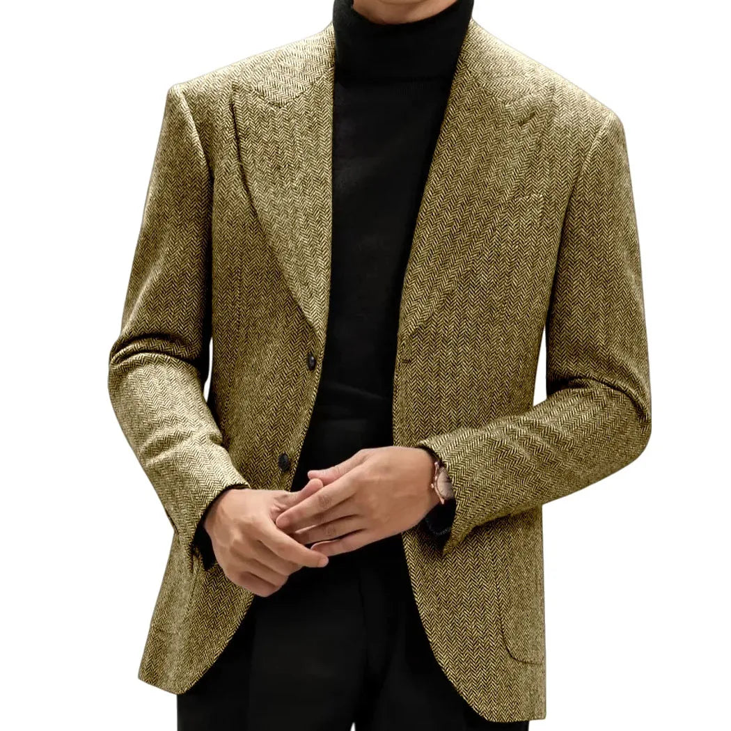 Classic Italian Men's Suit Jacket, Single Breasted, Autumn Winter Retro Warm Suit Men Herringbone Business Casual Men's Clothing by Dralexda Shop