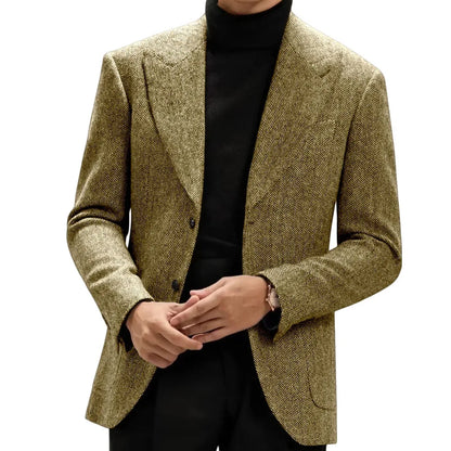 Classic Italian Men's Suit Jacket, Single Breasted, Autumn Winter Retro Warm Suit Men Herringbone Business Casual Men's Clothing by Dralexda Shop