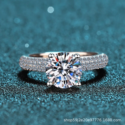 Women Four-Prong 2ct Moissanite Ring PT950 Platinum - Claws Show Stone Sparkle, 2ct Translucent, Platinum Elegance by Dralexda Shop