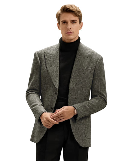 Classic Italian Men's Suit Jacket, Single Breasted, Autumn Winter Retro Warm Suit Men Herringbone Business Casual Men's Clothing by Dralexda Shop