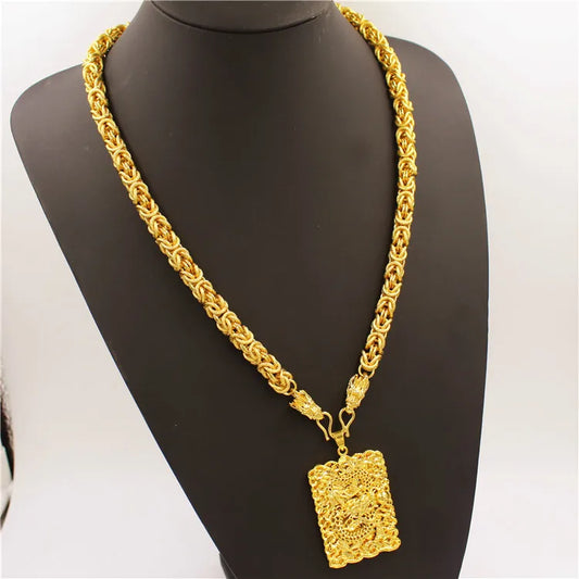 Luxury 24K 9999 Pure Gold real gold Men's Necklace Guan Gong Guanyin Faucet Pendant Necklace by Dralexda Shop