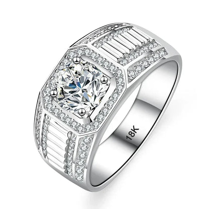 Platinum PT950 Men's Luxury Eternal 18K White Gold Rings With Credentials 1 Carat VVS D Color Diamond Moissanite Wedding Rings by Dralexda Shop