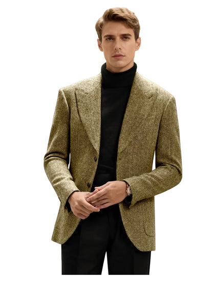 Classic Italian Men's Suit Jacket, Single Breasted, Autumn Winter Retro Warm Suit Men Herringbone Business Casual Men's Clothing by Dralexda Shop