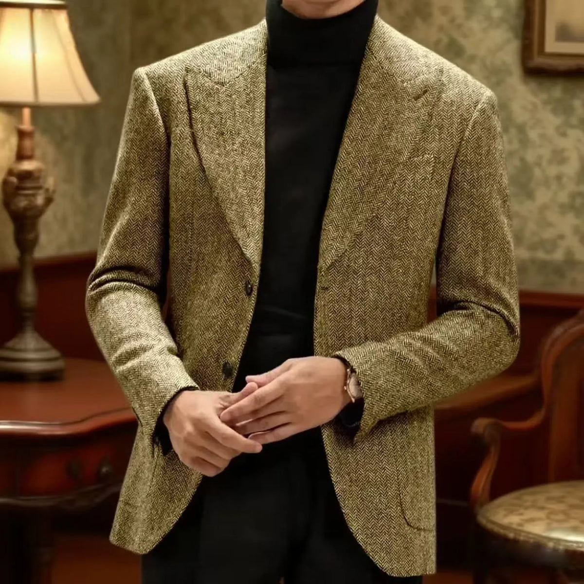 Classic Italian Men's Suit Jacket, Single Breasted, Autumn Winter Retro Warm Suit Men Herringbone Business Casual Men's Clothing by Dralexda Shop