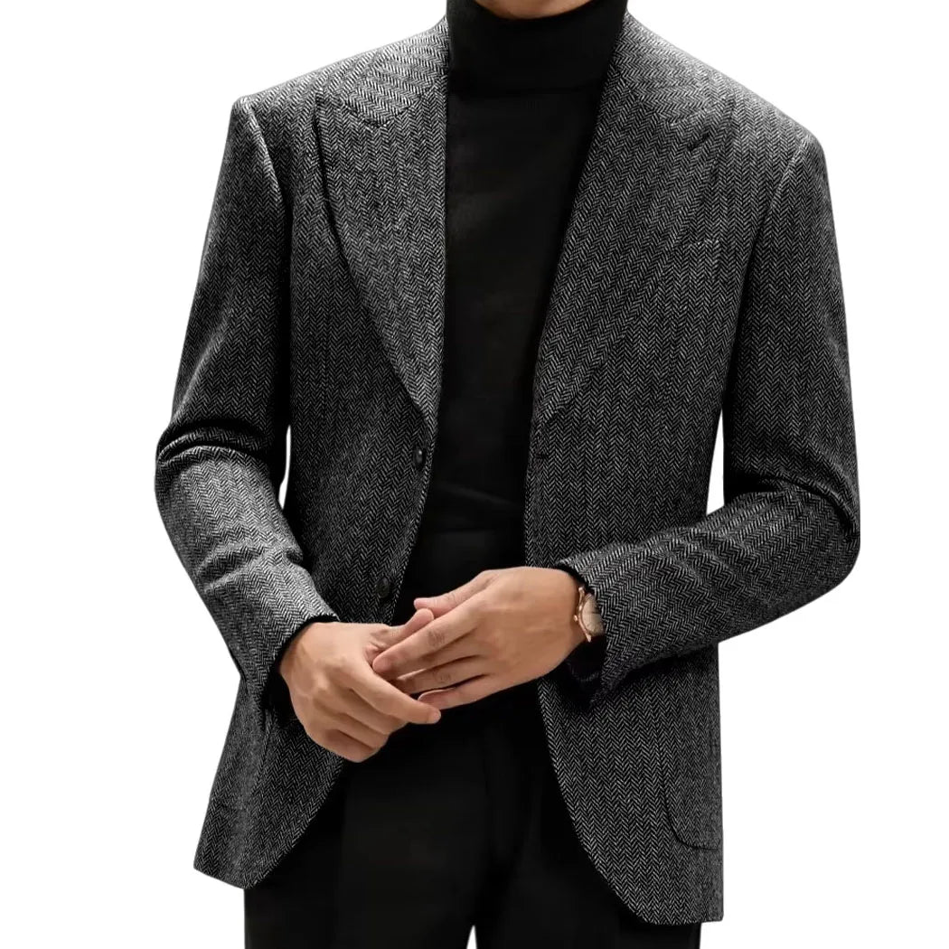 Classic Italian Men's Suit Jacket, Single Breasted, Autumn Winter Retro Warm Suit Men Herringbone Business Casual Men's Clothing by Dralexda Shop