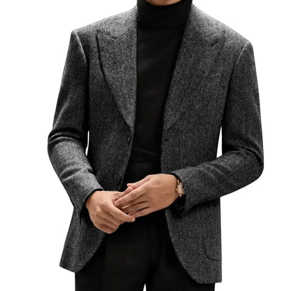 Classic Italian Men's Suit Jacket, Single Breasted, Autumn Winter Retro Warm Suit Men Herringbone Business Casual Men's Clothing by Dralexda Shop